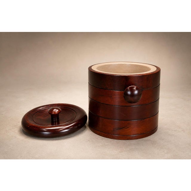 Wood 1960s Brazilian Modern Rosewood Ice Bucket with Sculptural Turned Handles For Sale - Image 7 of 18