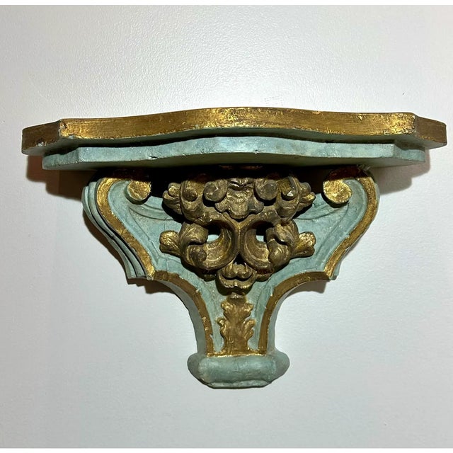 Ornamental & Decorative Materials Large Vintage Gilt and Celadon Wall Brackets - A Pair For Sale - Image 7 of 11