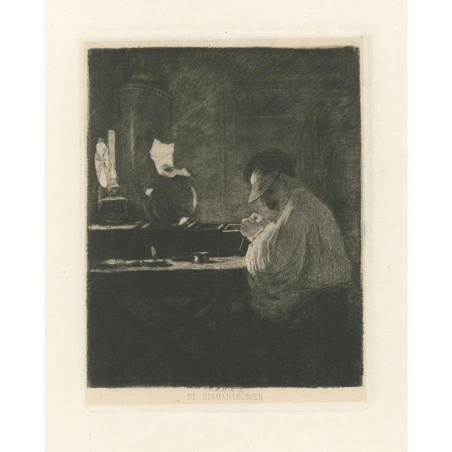 C.L. Dake, The Diamond Cleaver, 1888, Amsterdam Diamond Industry Etching For Sale - Image 3 of 10
