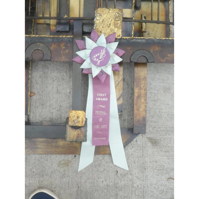 Large Mid-Century Silvio Giovenetti Brutalist Cityscape Wall Art For Sale - Image 12 of 13