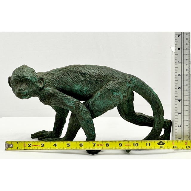 Great Looking & Decorative Vintage Mid Century Posing Monkey Figure - Heavy Solid Cast Bronze For Sale - Image 18 of 18