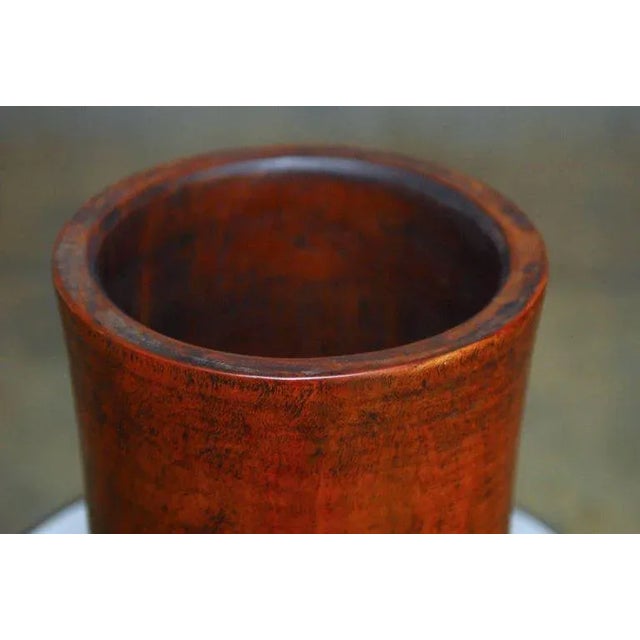 Rare and unusual 19th century monumental Chinese rosewood brush pot carved from a large, solid trunk. Beautiful crafted...
