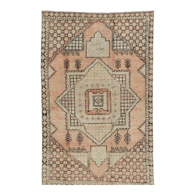 Vintage Circa 1940 Turkish Oushak Area Rug 3'7 X 5'8 For Sale