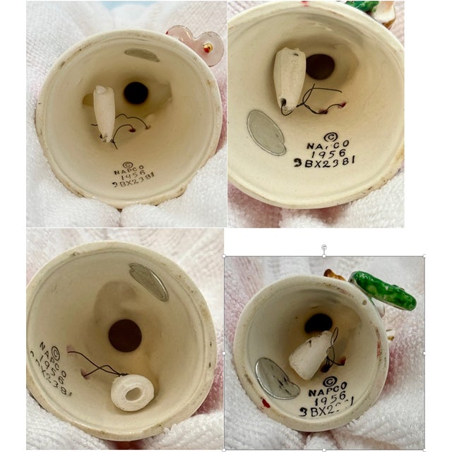 1956 Napco 3BX2381 Ceramic Angel "Noel" Red/ White/Green Christmas 4 Piece Bell Set For Sale - Image 12 of 12