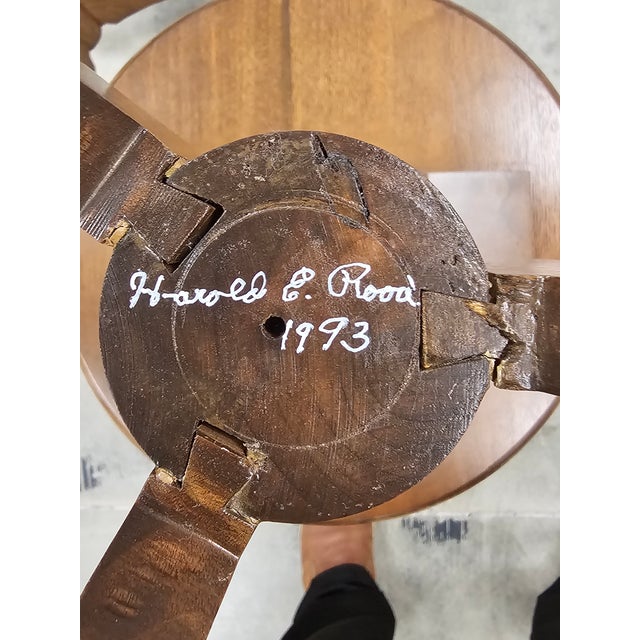 Pair 20th C. Stained Solid Walnut Pedetal Spider Side Tables Candle Stands For Sale - Image 12 of 15