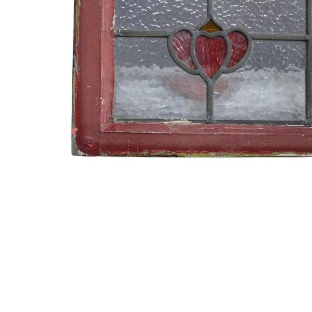Pink Pair Frank Lloyd Wright Style Arts & Crafts Leaded Stained Glass Windows C1920 For Sale - Image 8 of 16