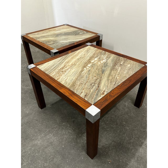 Vintage Coffee Table in Marble and Palisander, 1970s For Sale - Image 12 of 15