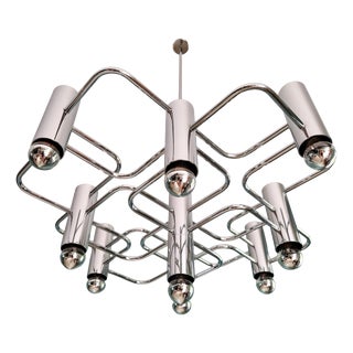 Geometric Chrome Metal Chandelier by Gaetano Sciolari for Boulanger, 1970s For Sale