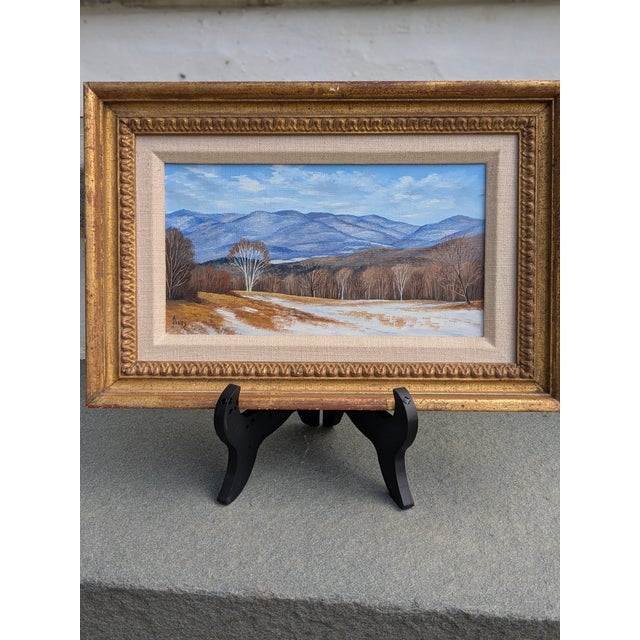 Framed Arthur Jones Vermont Oil Painting Winter Mountain Scene For Sale In Atlanta - Image 6 of 7