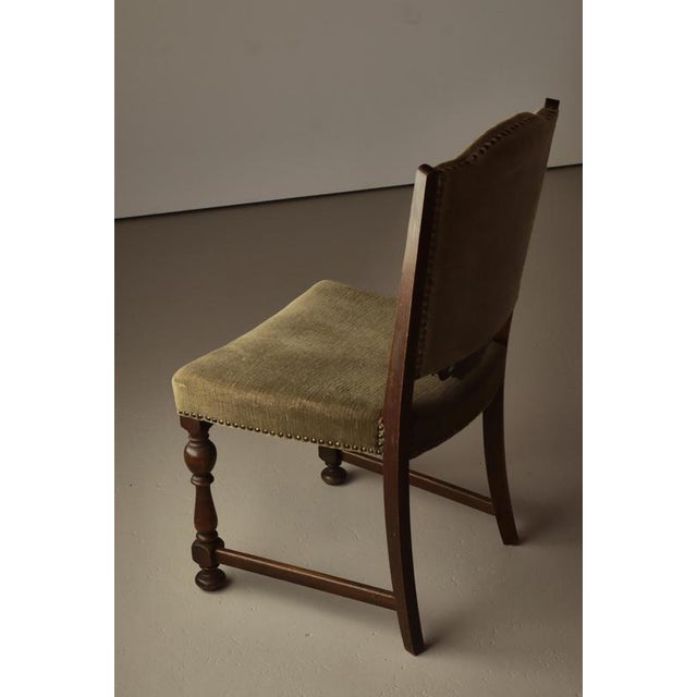 Danish Art Deco Oak Side Chair with Green Velvet Seat, 1930s For Sale - Image 4 of 18