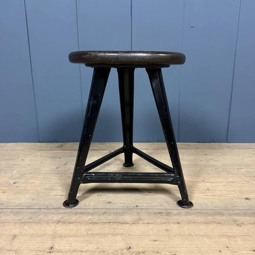 Black Stool with Dark Wooden Seat from Rowac, 1940s For Sale - Image 4 of 14