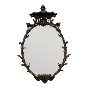 Large Antique Chinoiserie Carved Wood Mirror