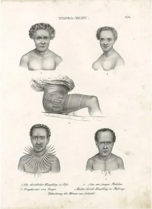 K.J. Brodtmann after L.A. de Sainson, Inhabitants of Tonga Tabu, 1836, Print