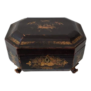 19th Century Chinese Export Twin Canister Tea Caddy Table Box