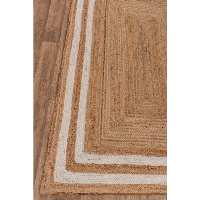 White Border Rectangle Jute Handmade Rug 3'x5' Ft. For Sale - Image 4 of 10