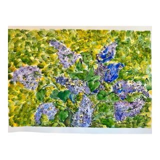 Original Watercolor Painting “Inside the Lilac Hedge” For Sale