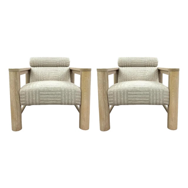 Caracole Modern Sun Drenched Oak Unity Chairs Pair For Sale