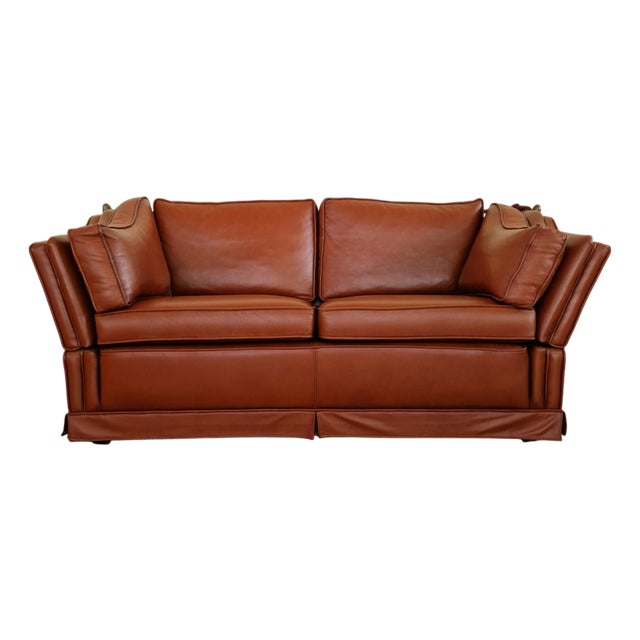 Leather Sofa with Drop Sides, 1970s For Sale
