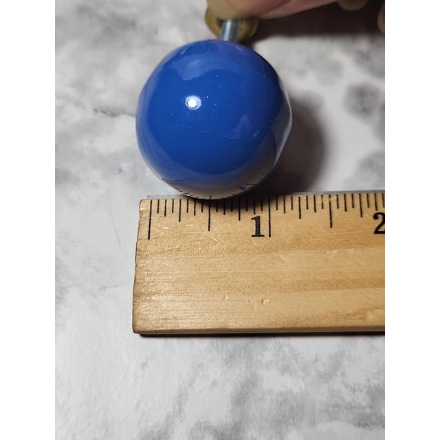 2010s 1980s Contemporary Blue Glossy Glazed Ceramic Drawer Pulls For Sale - Image 5 of 7