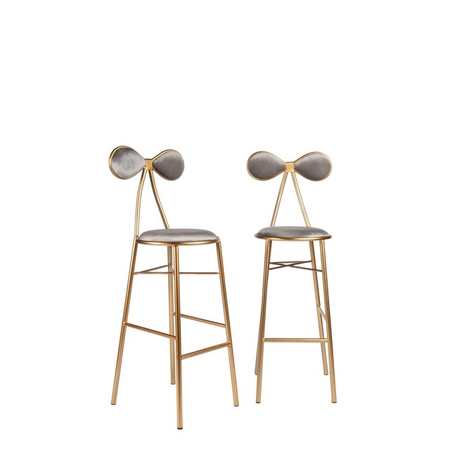 Modern Gold Bow Bar Chair For Sale - Image 4 of 5