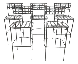 1990s Set of 5 Barstools in Solid Steel Attributed to Amalfi Furniture After Mario Papperzini