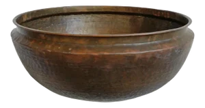Large Old Hammered Bronze Indian Bowl