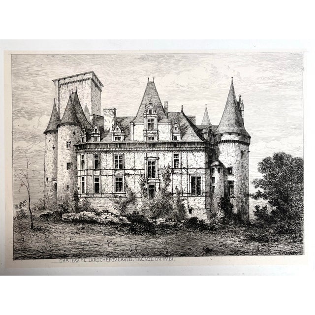 Antique French Etching of Château De Rochecotte. 1870 by E. Sadaux. For Sale - Image 4 of 7