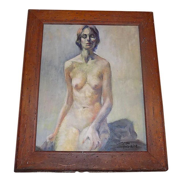 Vintage 20th Century Impressionist Female Nude Oil/Canvas - Listed American Artist - Signed & Framed For Sale