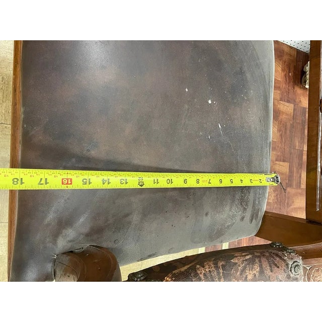 Late 19th Century Large Pair of French Calver Dining Armchairs Leather Fabric For Sale - Image 14 of 16