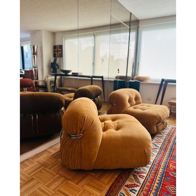 1970s Original Soriana Lounge Chairs and Ottoman Design Tobia Scarpa for Cassina 1970s For Sale - Image 5 of 12