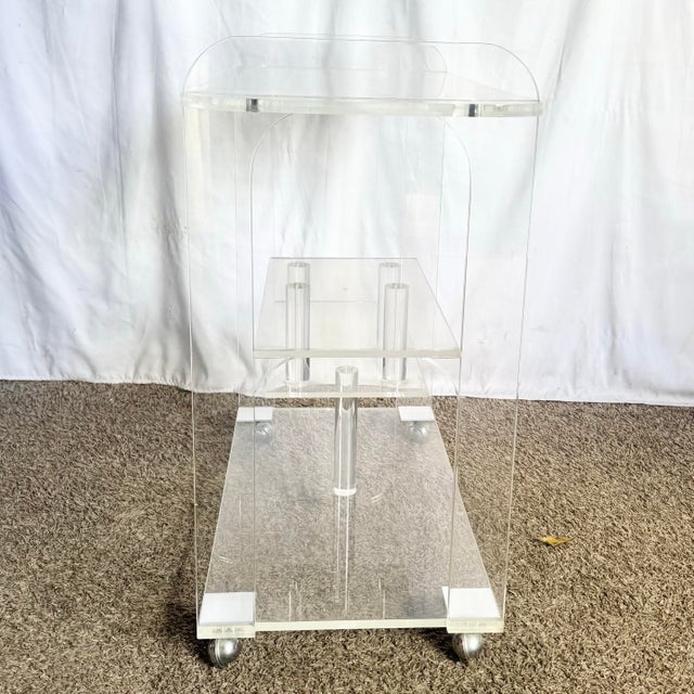1980s Postmodern Lucite Bar Cart For Sale - Image 10 of 11