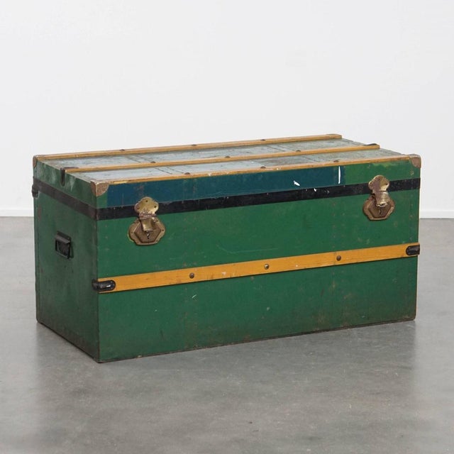 Large Antique Travel Chest with Handles, Early 1900s For Sale - Image 16 of 16