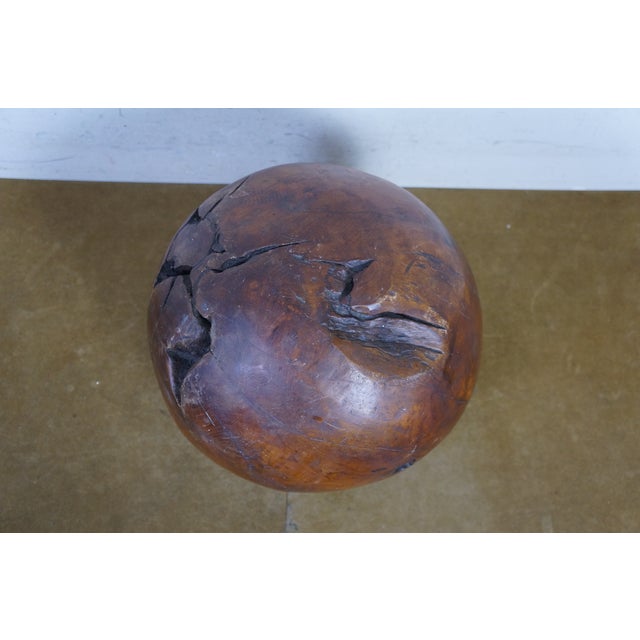 Late 20th Century Vintage Indonesian Teak Wood Garden Sphere Ball Orb Sculpture 12" For Sale - Image 5 of 11