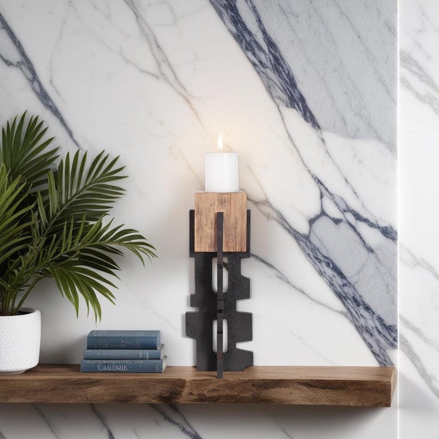 Modern Cade Architectural Pillar Candle Holder- Tall For Sale - Image 3 of 11