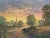 Sunrise at Village by River in the English Countryside with Church Spire & Birds by 20th Century British Artist Art...