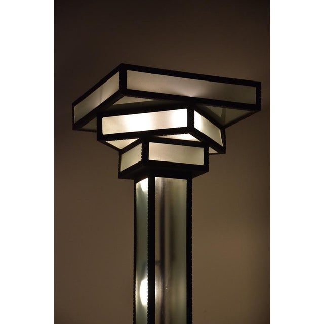Large Art Deco Floor Lamps Hotel Hammered Iron and Glass, France, 1930s, Set of 2 For Sale - Image 11 of 18