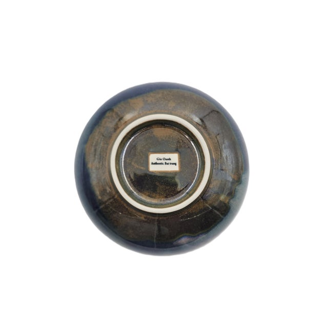 Vietnamese Dual-Glaze Stoneware Ceramic Salad Bowls With Spiral Motif - Set of 4 For Sale In New York - Image 6 of 7