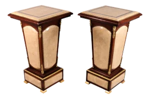 Pair of French Louis XVI Style Granite Pedestals With Ormolu Trim