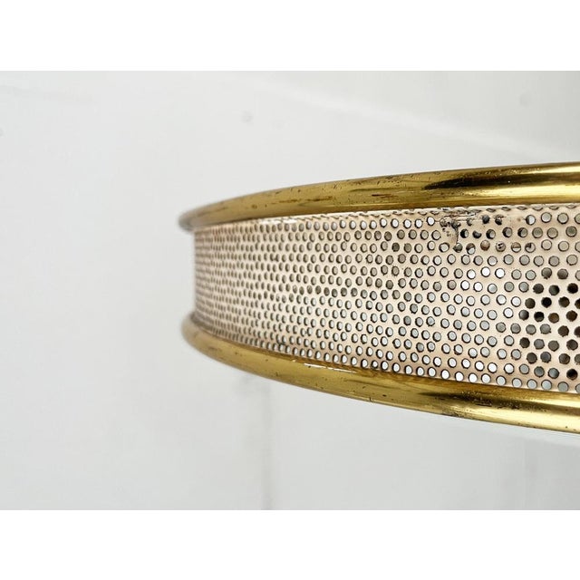 Metal Mid-Century Modern German Metal, Mesh and Glass Plafoniere Pendant Lamp, 1960s For Sale - Image 7 of 18