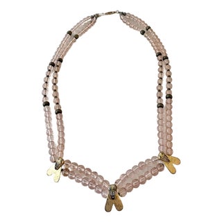 Vintage Bumblebee Glass Beaded Necklace For Sale