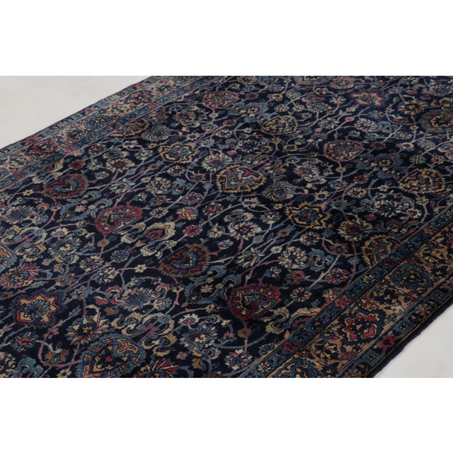1950s Vintage Turkish Floral Wool Gallery Runner in Blue by Rug & Kilim, 1950-1959, Turkey For Sale - Image 5 of 13
