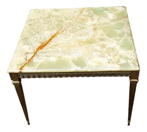 Coffee Table in Brass with Onyx Top, 1970s