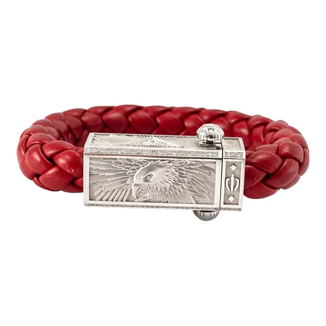 Sword Limited Red Fiat Lux 18k White Gold Titanium Eagle Diamond Bracelet For Sale