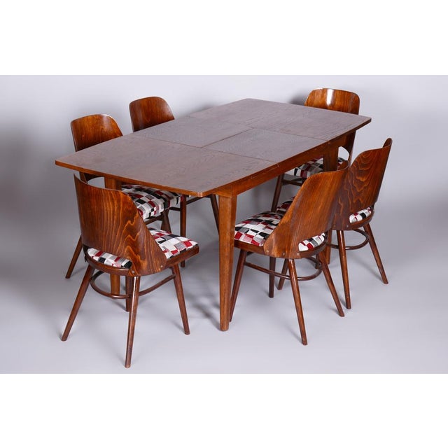 Art Deco Oak Dining Table attributed to Jindřich Halabala for Up ZávodyCzechia, 1940s For Sale - Image 12 of 14