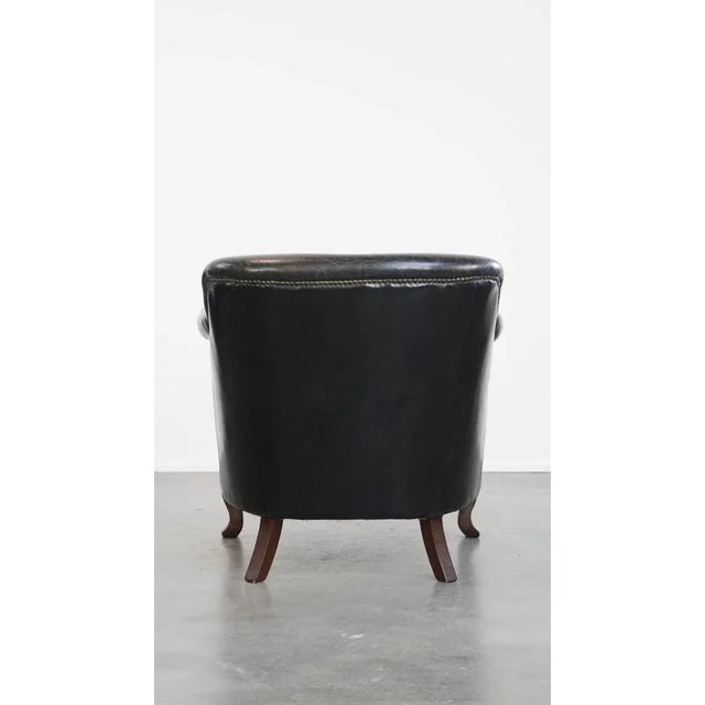 Black Grained Cowhide Armchair For Sale - Image 4 of 16