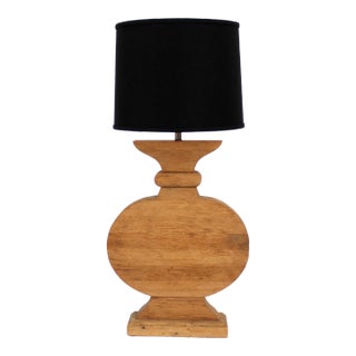 French Oak Monumental Architectural Table Lamp in Taste of Moreux For Sale