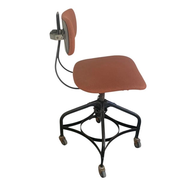 Mid-Century Modern Rare 1970s Adjustable Drafting Task Chair by Toledo Metal Furniture Co., With Covered Seat and Back For Sale - Image 3 of 9