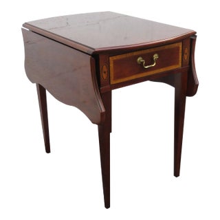Thomasville Drop Leaf Mahogany Inlay Side End Table For Sale