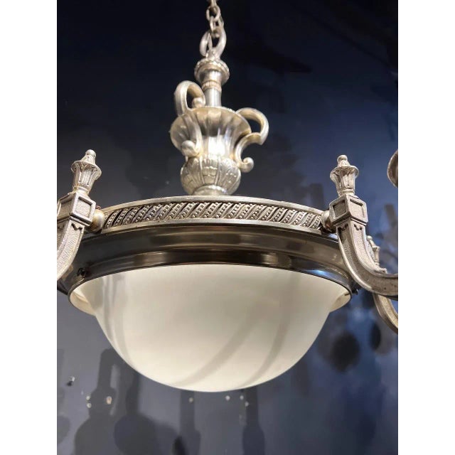Metal 1920’s Silver Plated Neoclassic Chandelier For Sale - Image 7 of 9