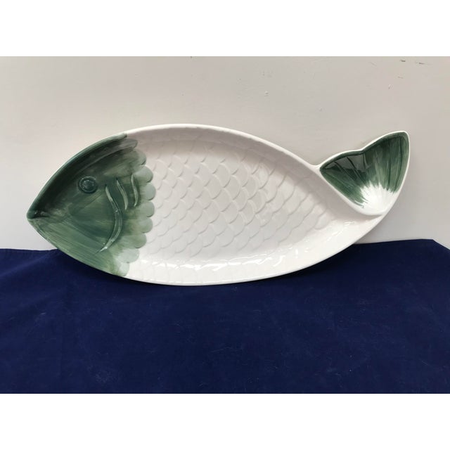 White and Green Ceramic Fish Serving Platter Chairish